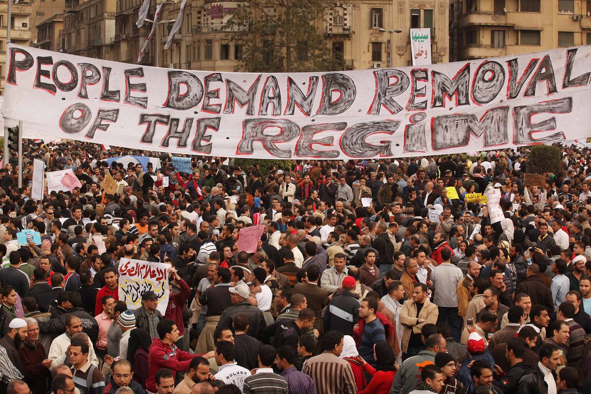 Protesters gather in Tahrir Square on February 1, 2011. Peter Macdiarmid/Getty Image