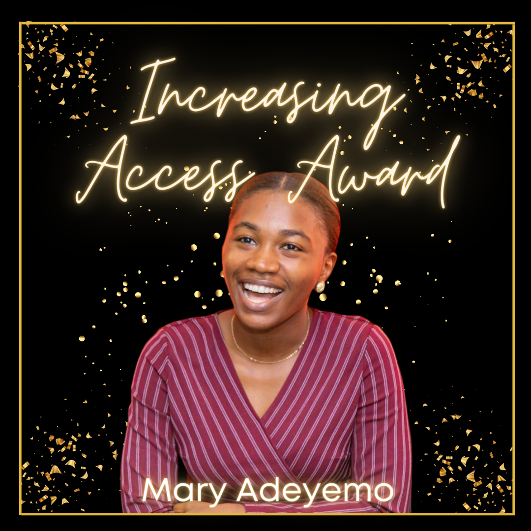 Mary Adeyemo with sparkles behind her