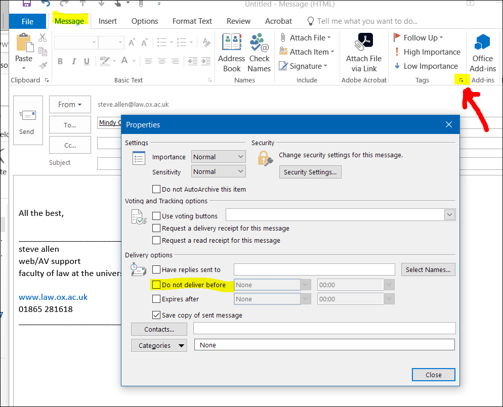 how to send a delayed email in outlook 365